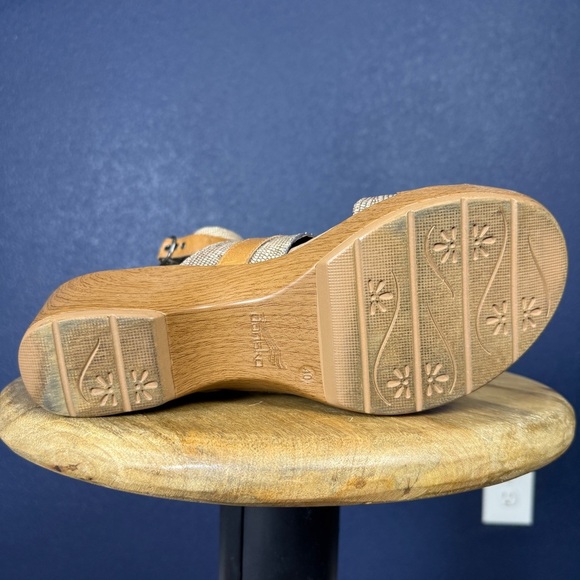 Dansko "Jessie Lizard" Tan Leather Slide Sandals, Size 40 (9.5) - Picture 10 of 11